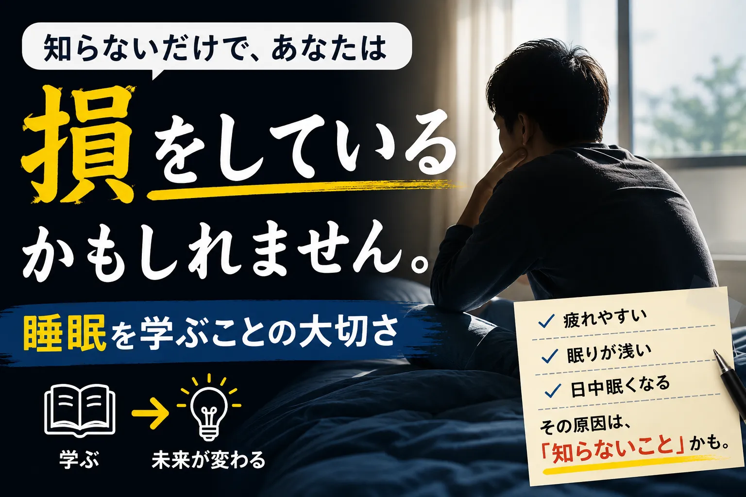 睡眠を学ばないだけで、知らないうちに損をしているかもしれません
